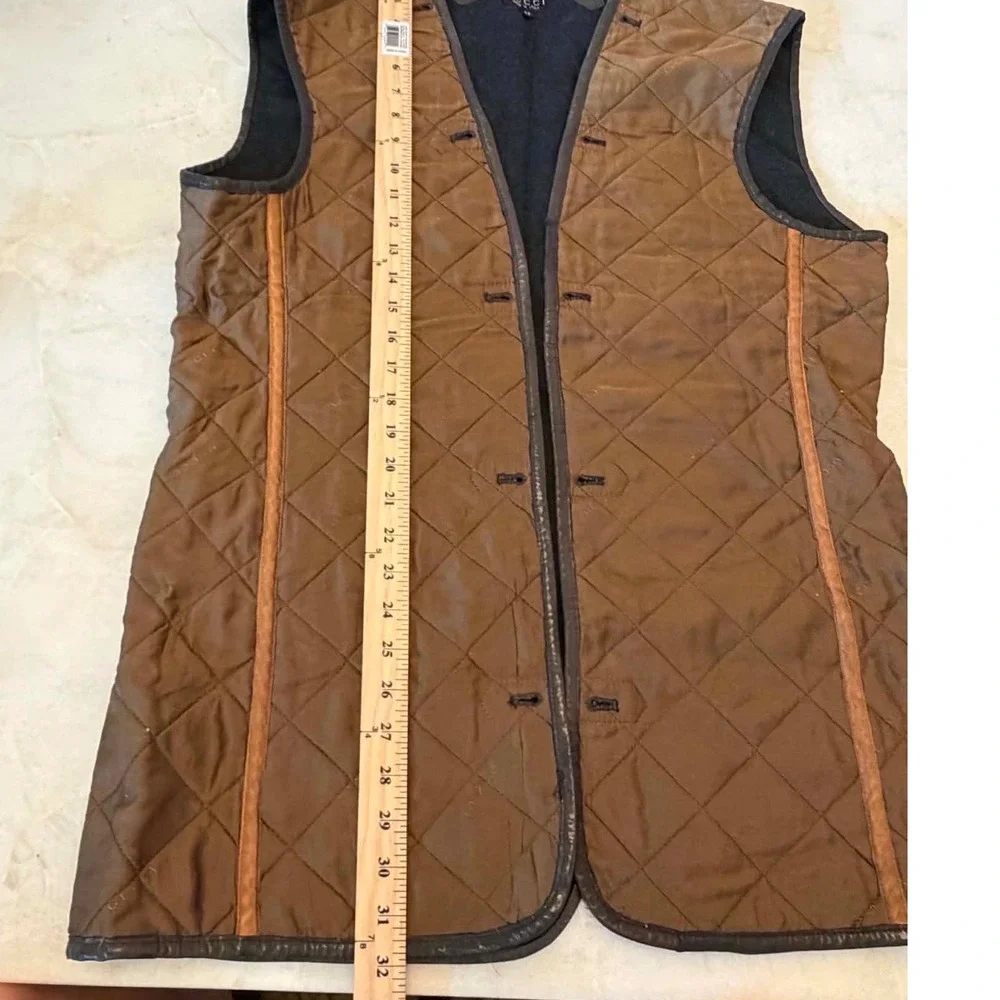 Gucci Brown Quilted Wool Blend Liner Vest Made in Italy Size 52 IT Mens
